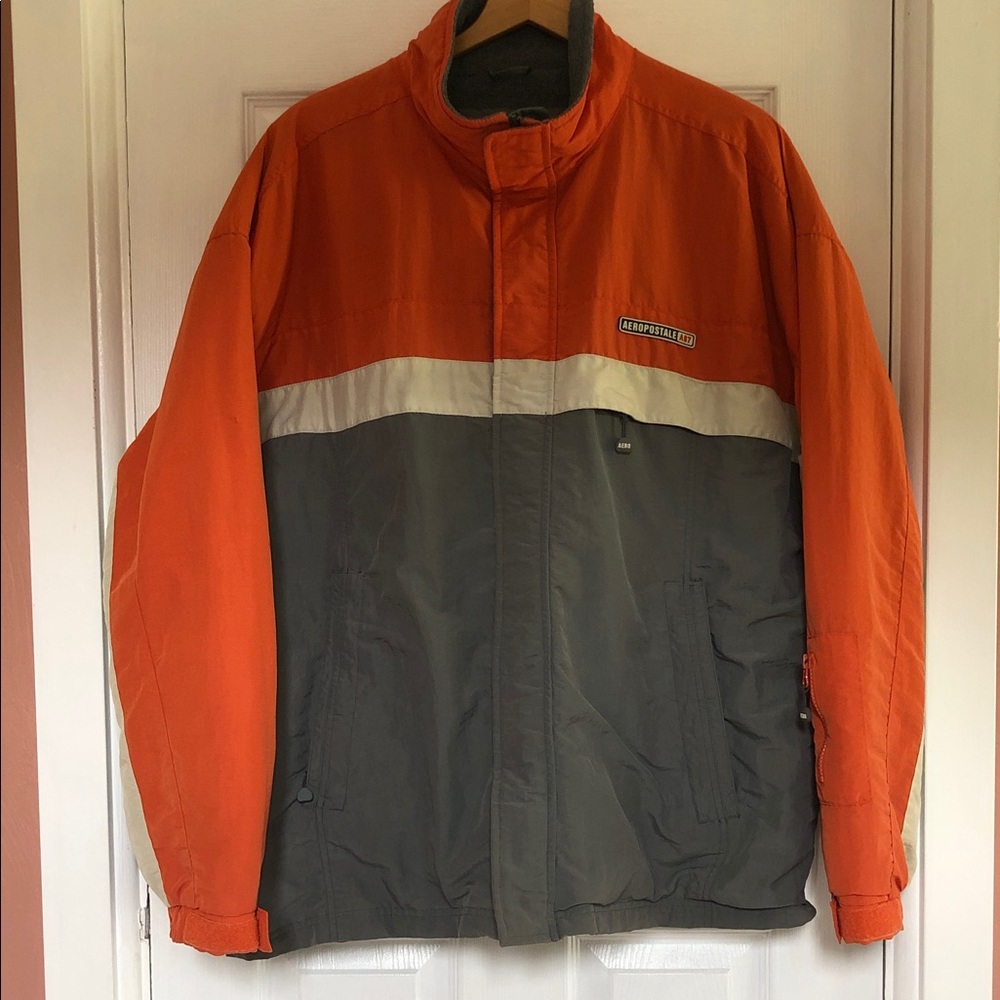 Aeropostale A87 Vintage Orange Gray Full Zip Jacket XL